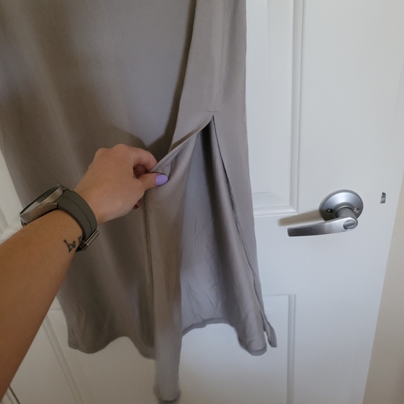 Wilfred Dreamweaver midi slit tie open back dress ashen gray S - Picture 5 of 8